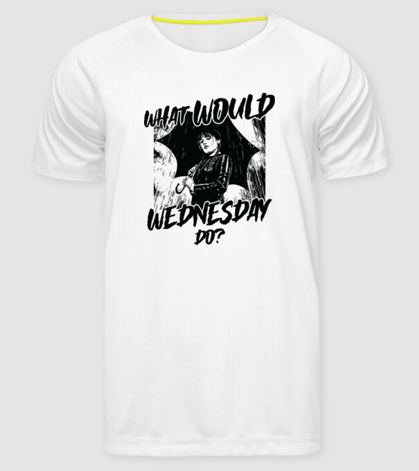  What would Wednesday do model alb pe tricou