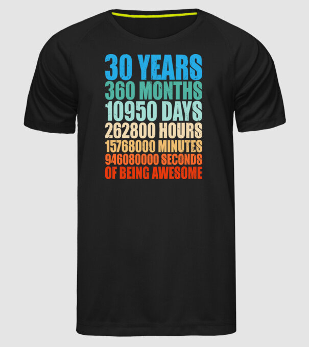 30 years of being awesome model negru pe tricou