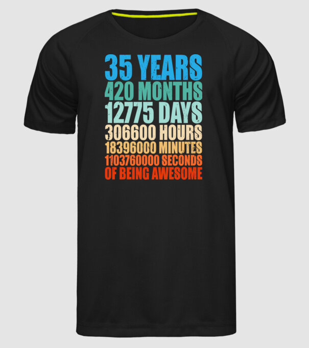 35 years of being awesome model negru pe tricou