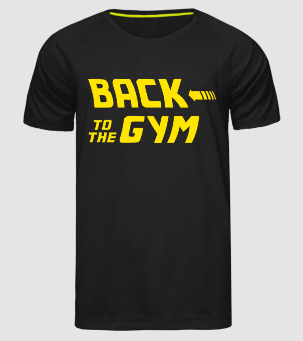 Back to the gym model negru pe tricou
