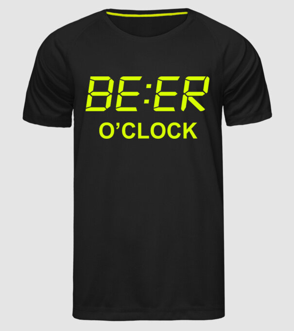 'Beer o'' clock' model negru pe tricou