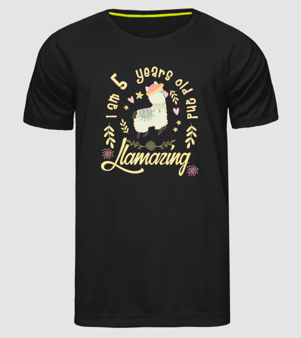 Birthday Llamazing 5 years old model negru pe tricou