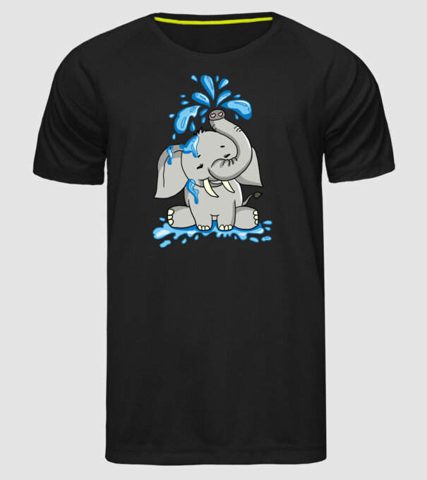 boldog elefánt model negru pe tricou