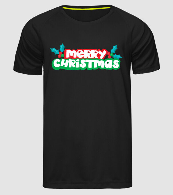 Text Crăciun Fericit model negru pe tricou