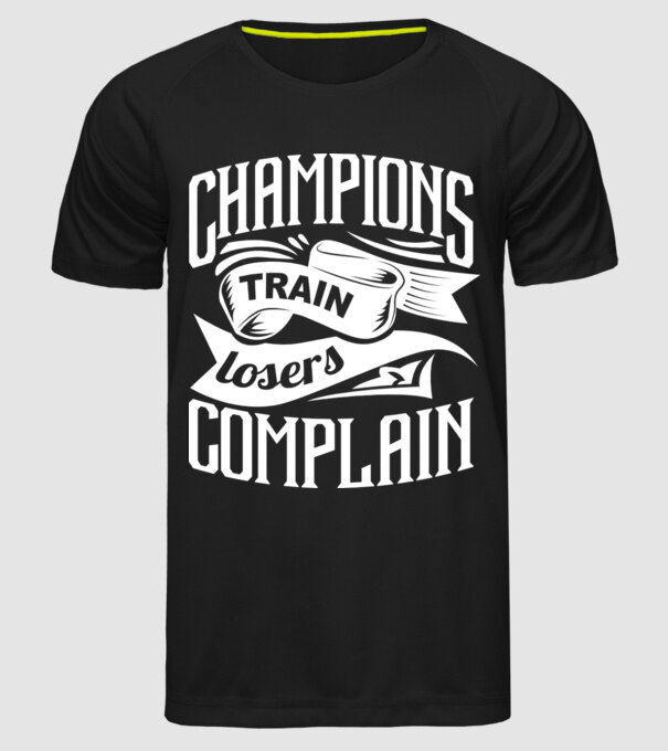 champions train model negru pe tricou