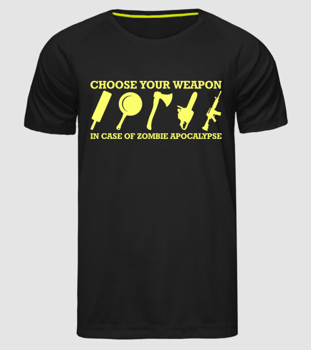 choose your weapon model negru pe tricou