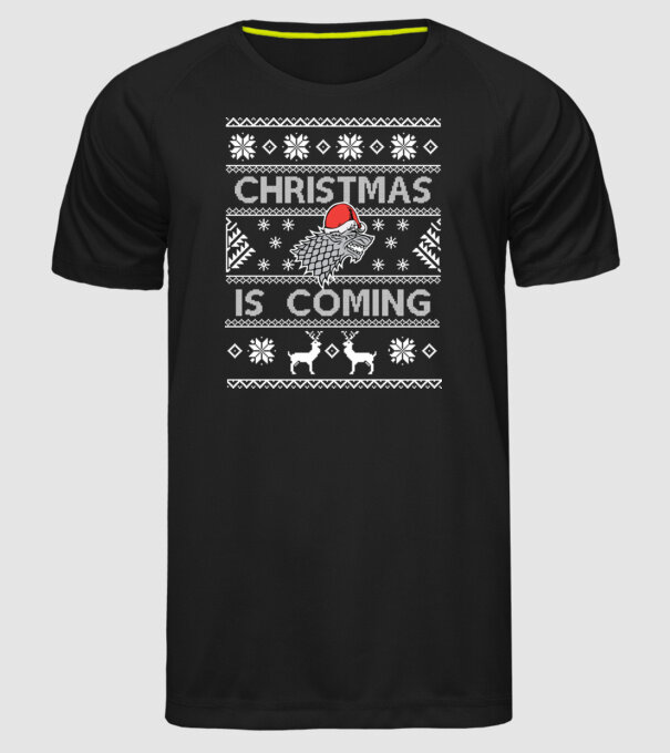 Christmas is Coming ugly sweater Game of Thrones model negru pe tricou