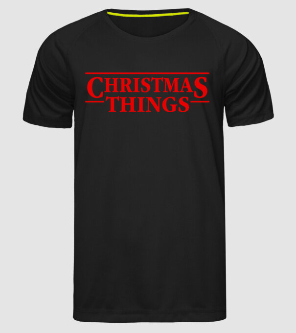 Christmas Things model negru pe tricou