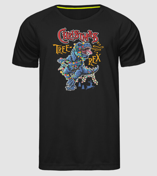 Christmas tree rex model negru pe tricou