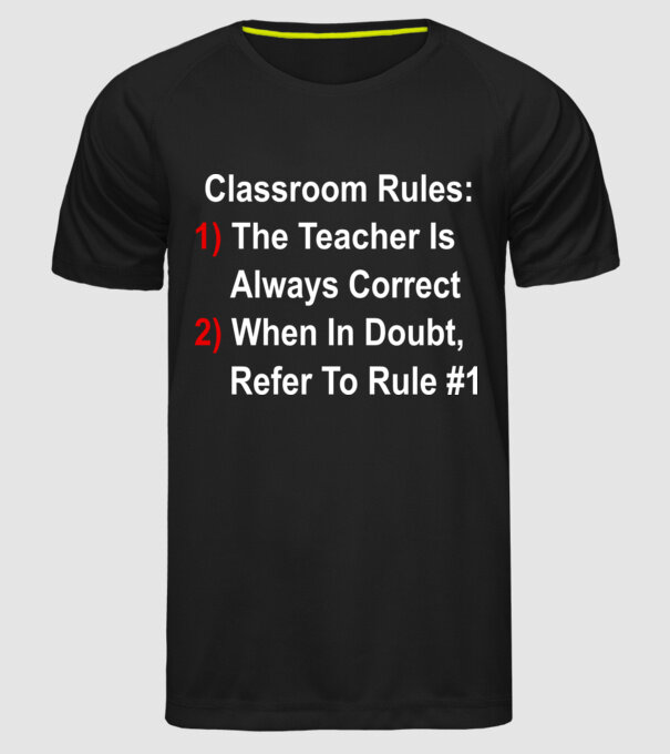 Classroom rules model negru pe tricou
