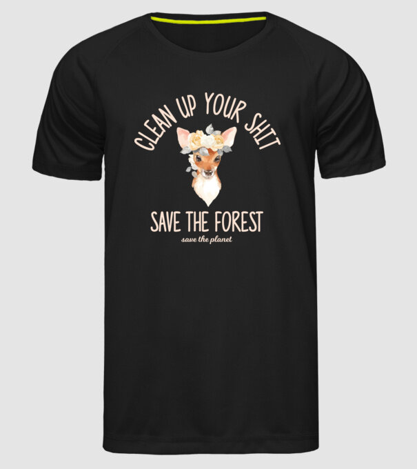 Clean up your shit model negru pe tricou