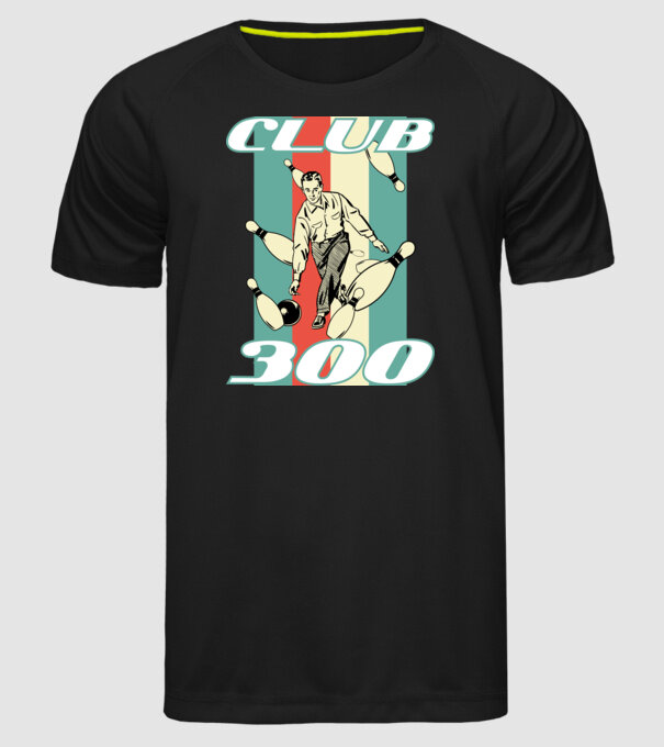 club300 model negru pe tricou