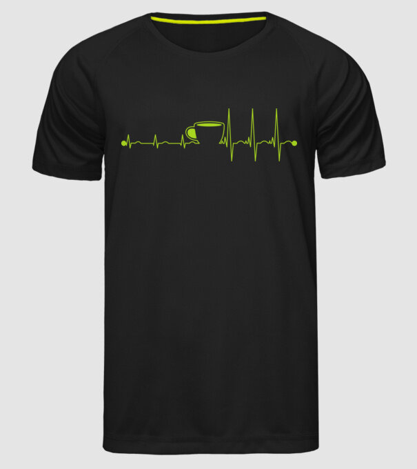 Coffee heartbeat model negru pe tricou