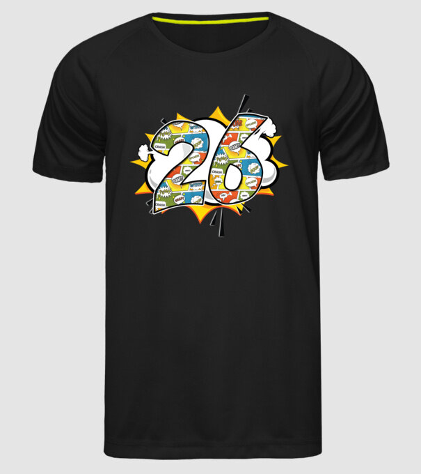 Birthday Comic Number 26 model negru pe tricou