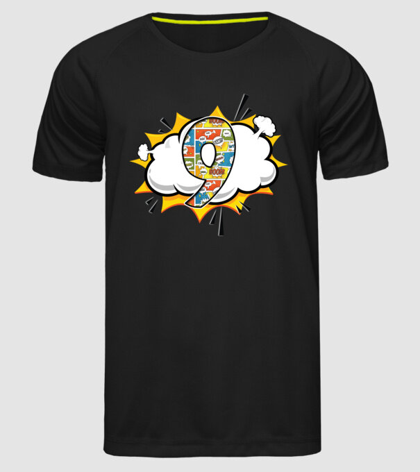 Birthday Comic Number 9 model negru pe tricou
