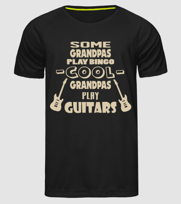 Cool grandpas play guitar model negru pe tricou