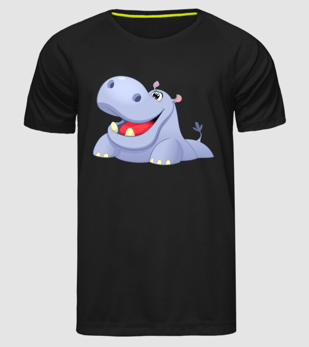 Cute Hippo model negru pe tricou