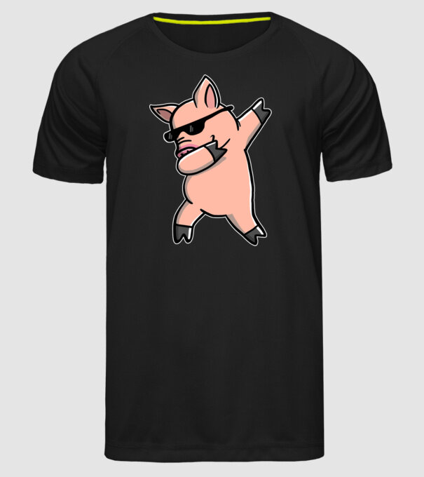 Porc dab model negru pe tricou