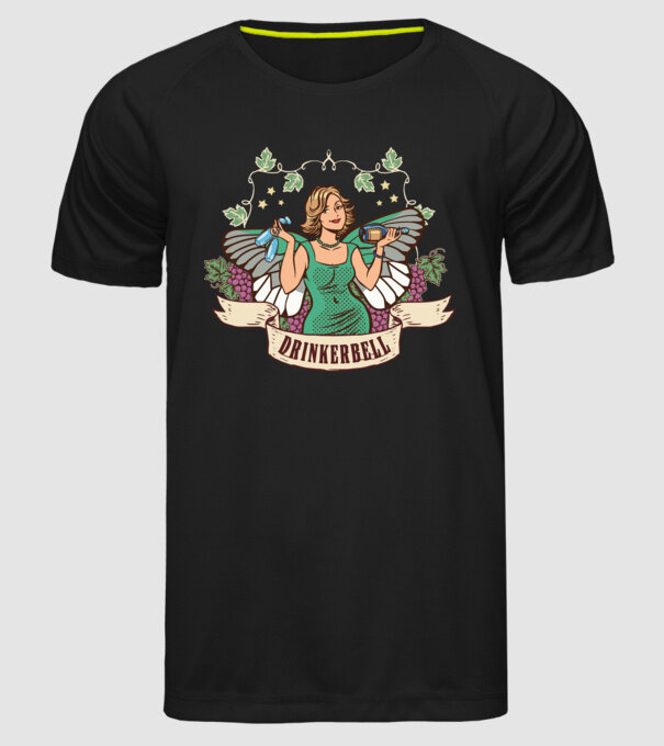 Drinkerbell model negru pe tricou