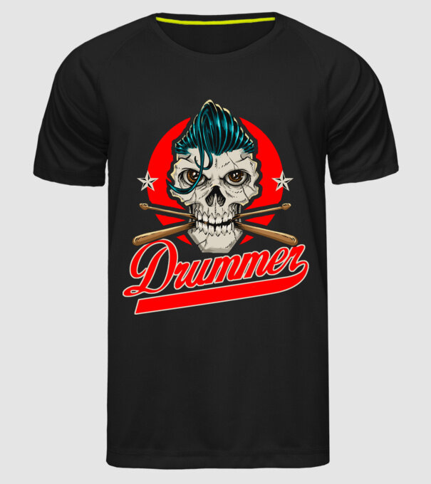 Drummer model negru pe tricou