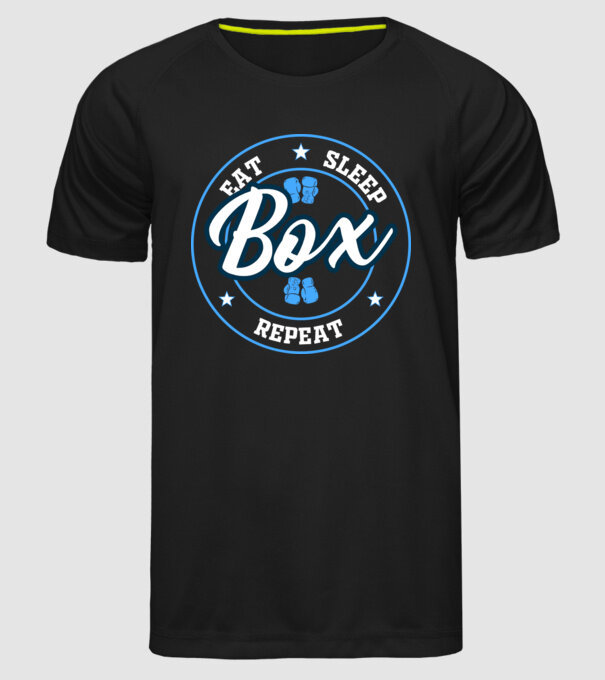 eat sleep box repeat model negru pe tricou