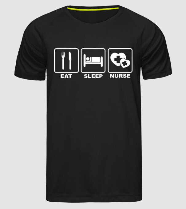 Eat Sleep Nurse model negru pe tricou