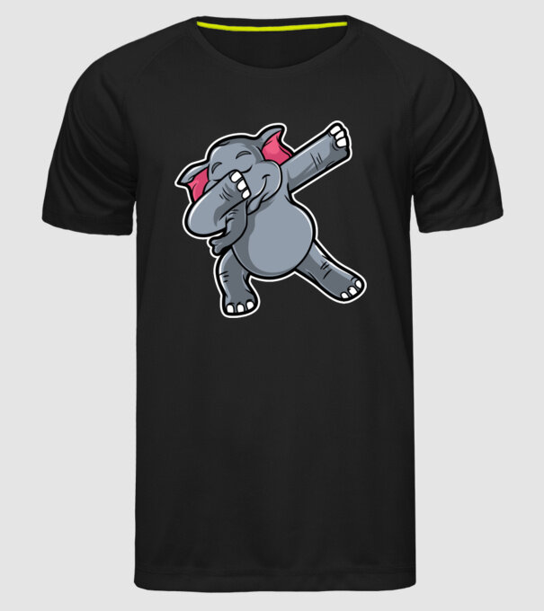 Elefant DAB model negru pe tricou