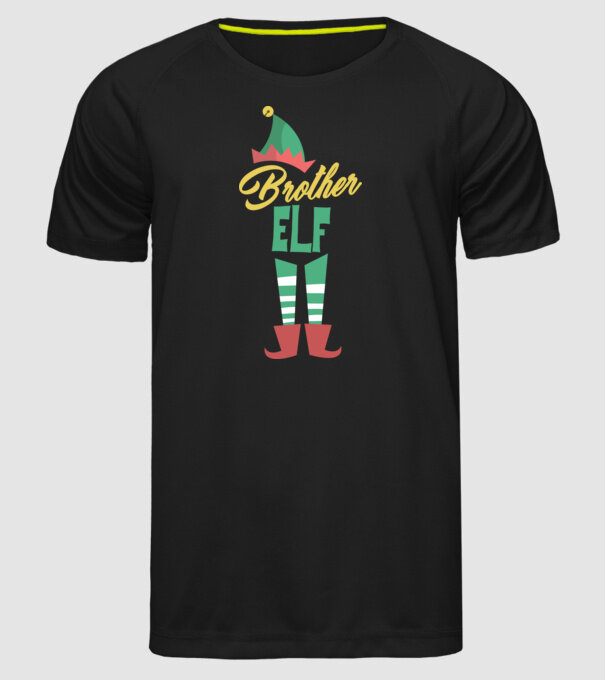 Elf family brother model negru pe tricou