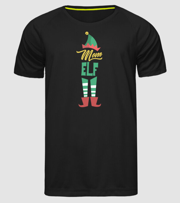 Elf family mom model negru pe tricou