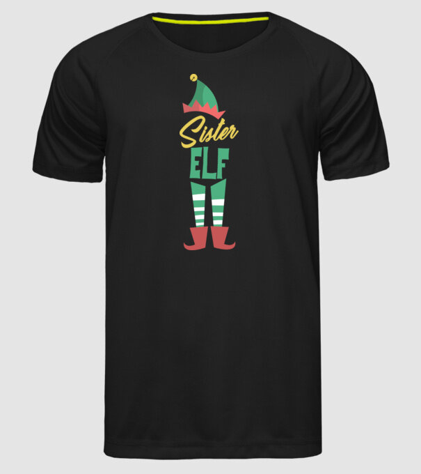 Elf family sister model negru pe tricou