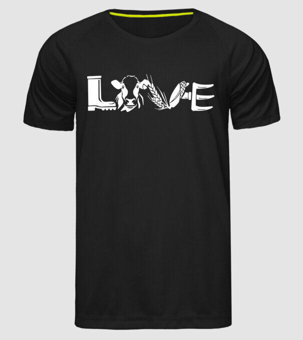 Farm love Cu tractor model negru pe tricou