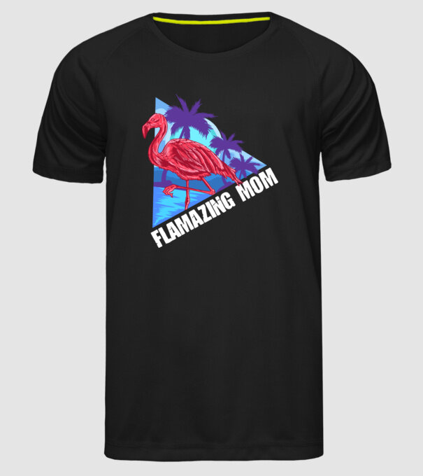 Flamingo mom model negru pe tricou