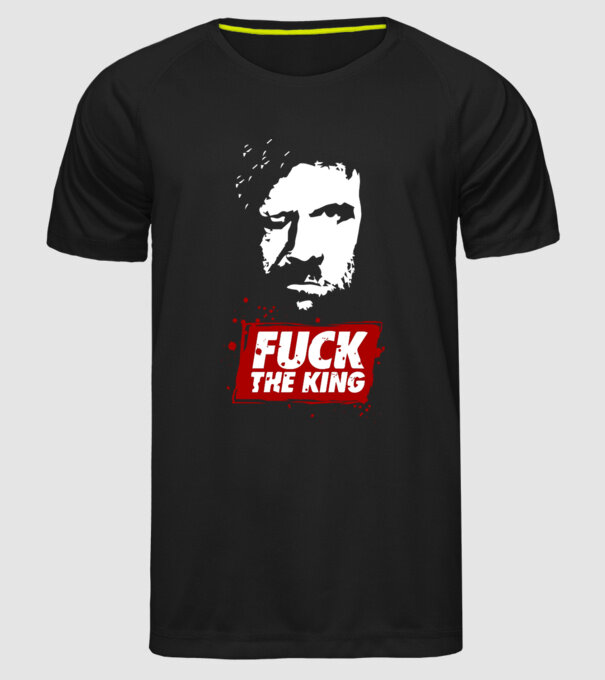 Fuck the king model negru pe tricou