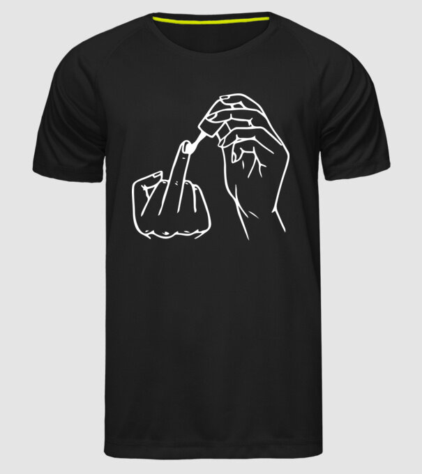 Nail polish Fuck U model negru pe tricou