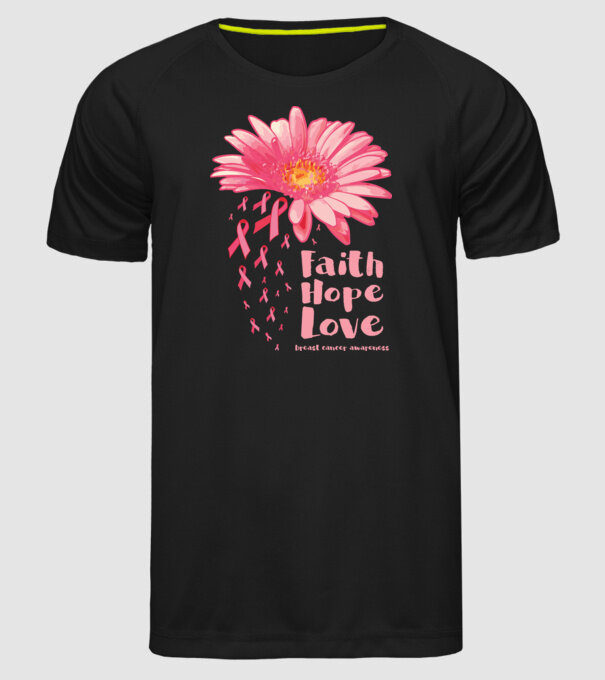 Gerbera faith hope love model negru pe tricou