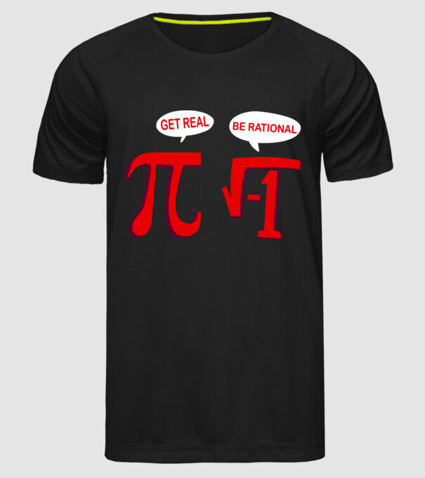 Get real, be rational model negru pe tricou