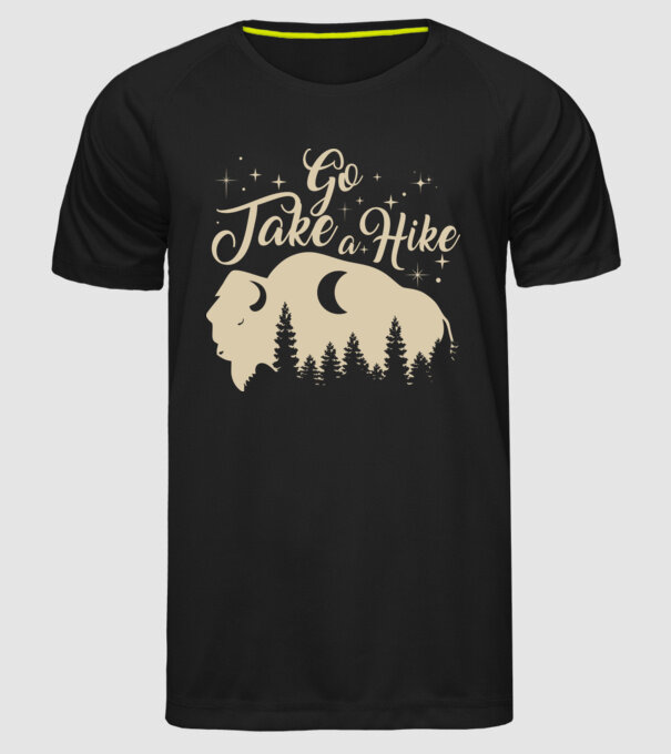 Go take a hike buffalo model negru pe tricou