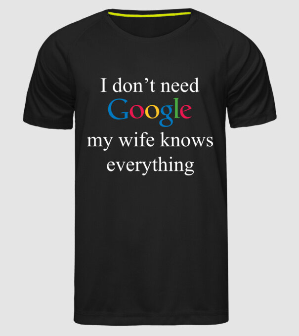 Google wife model negru pe tricou