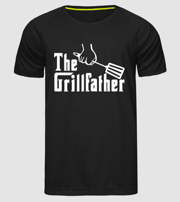 GrillFather model negru pe tricou