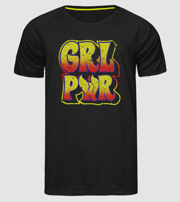 Girl Power retro model negru pe tricou