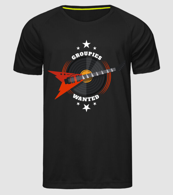 Groupies Wanted model negru pe tricou
