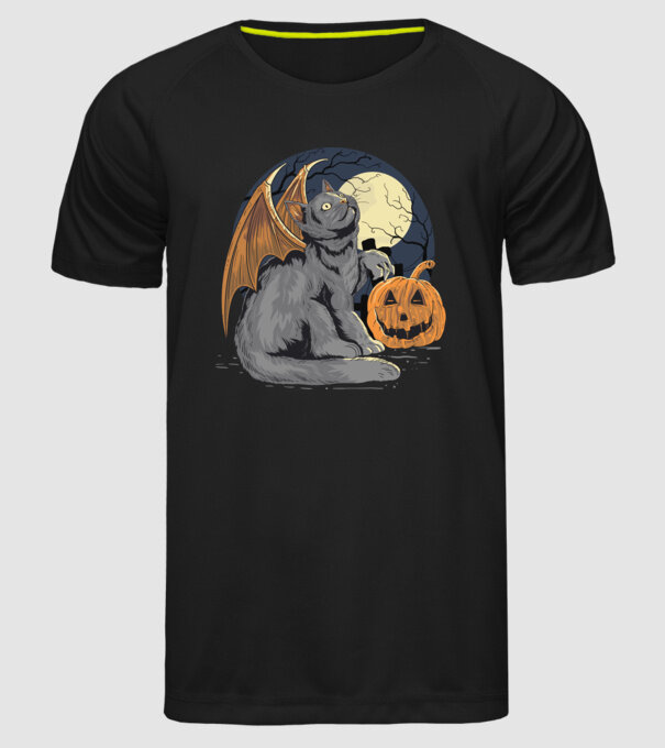 Halloween cica model negru pe tricou