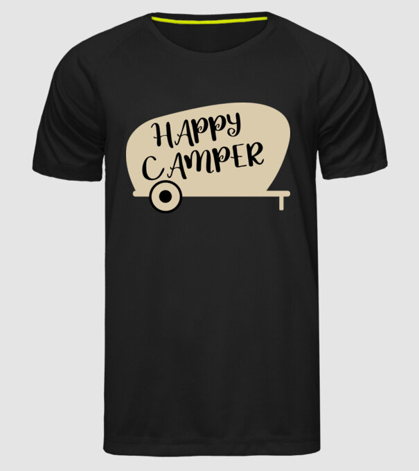 Happy camper text model negru pe tricou