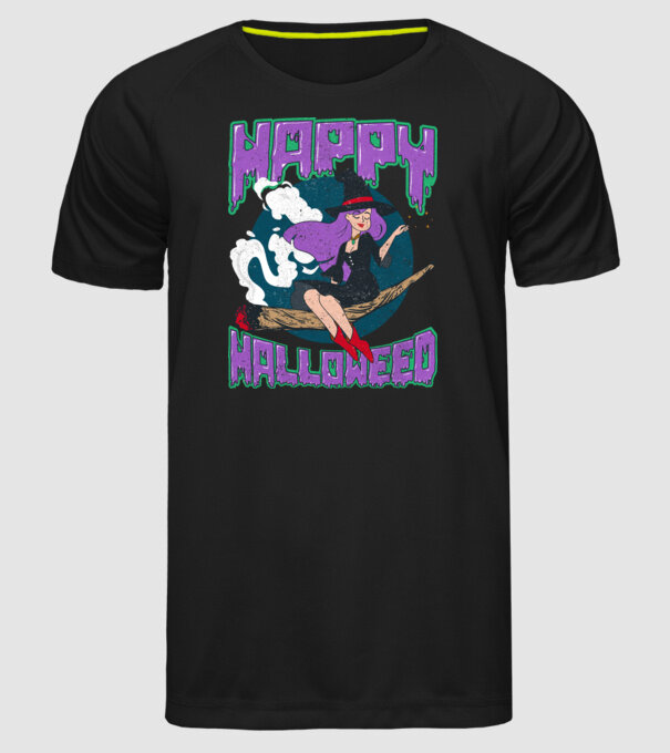 Happy Halloweed model negru pe tricou