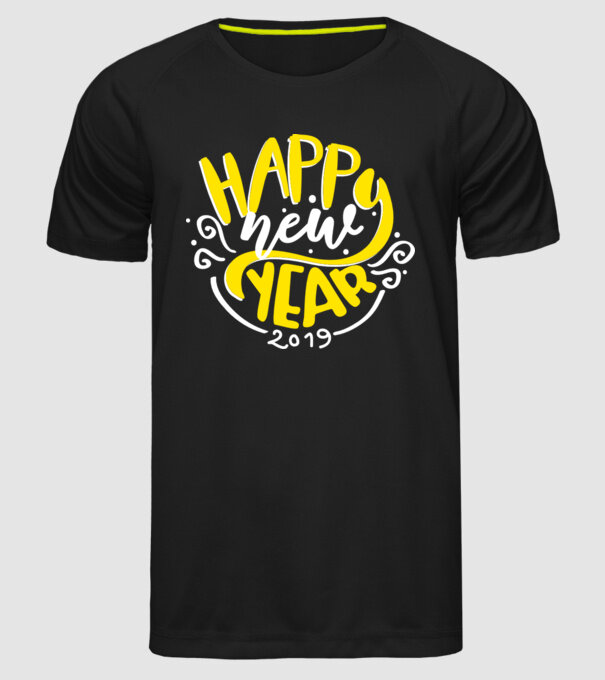 Happy new 2019 model negru pe tricou