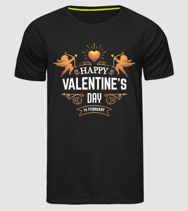 'Happy Valentine''s Day!' model negru pe tricou