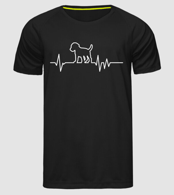 Heartbeat line Beagle model negru pe tricou