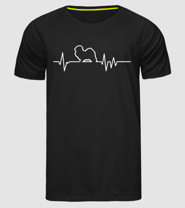 Heartbeat line Havanese model negru pe tricou