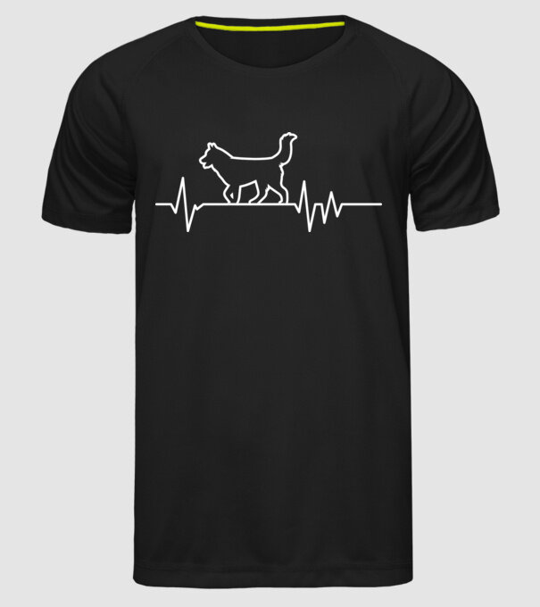 Heartbeat line Husky model negru pe tricou