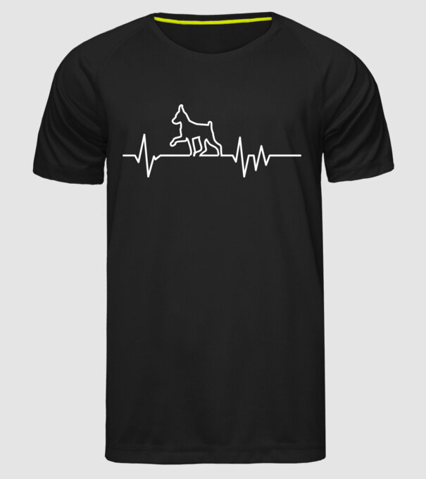 Heartbeat line Pinscher model negru pe tricou